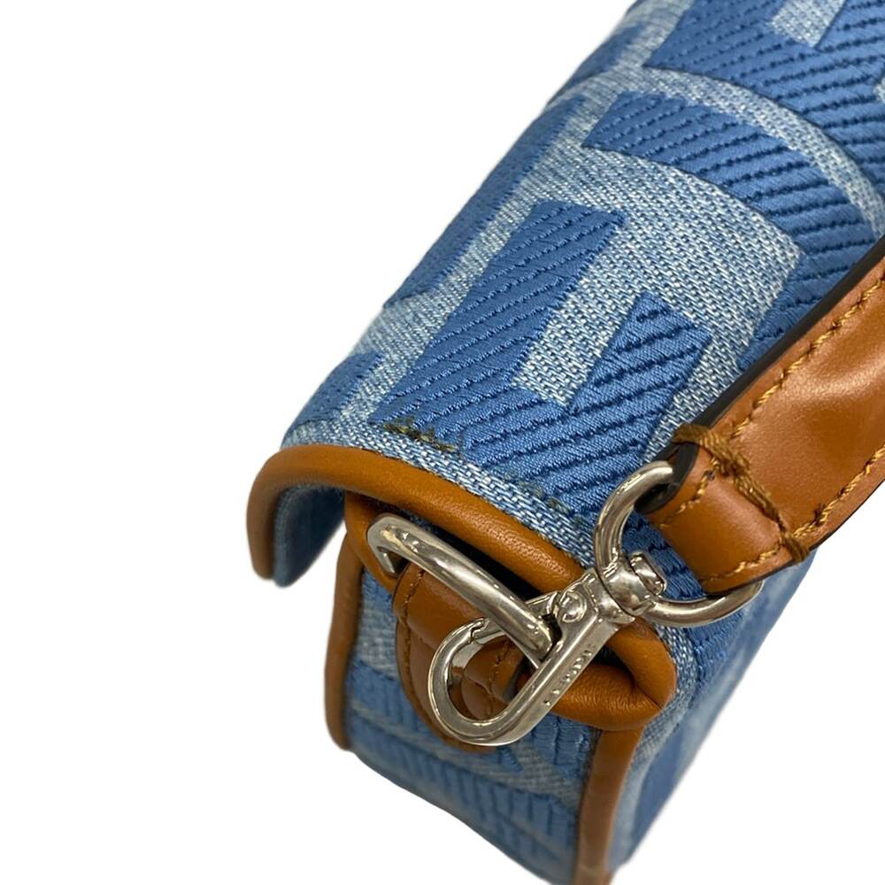 Fendi Baguette Mini Handbag 8BS017-AP4N Light Blue Brown Jacquard Leather - Picture 15 of 15